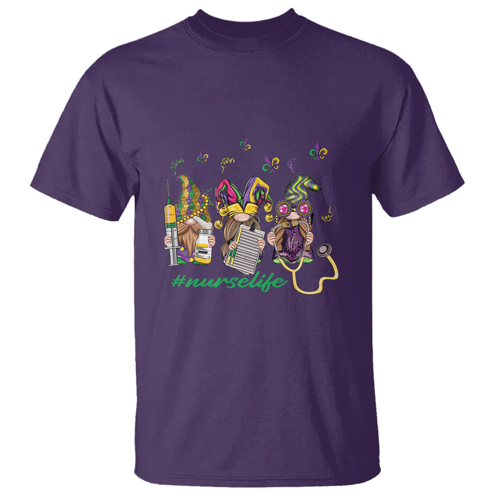Mardi Gras T Shirt Jester Gnomes Nurse RN ICU NICU ER Scrub TS09 Purple Printyourwear