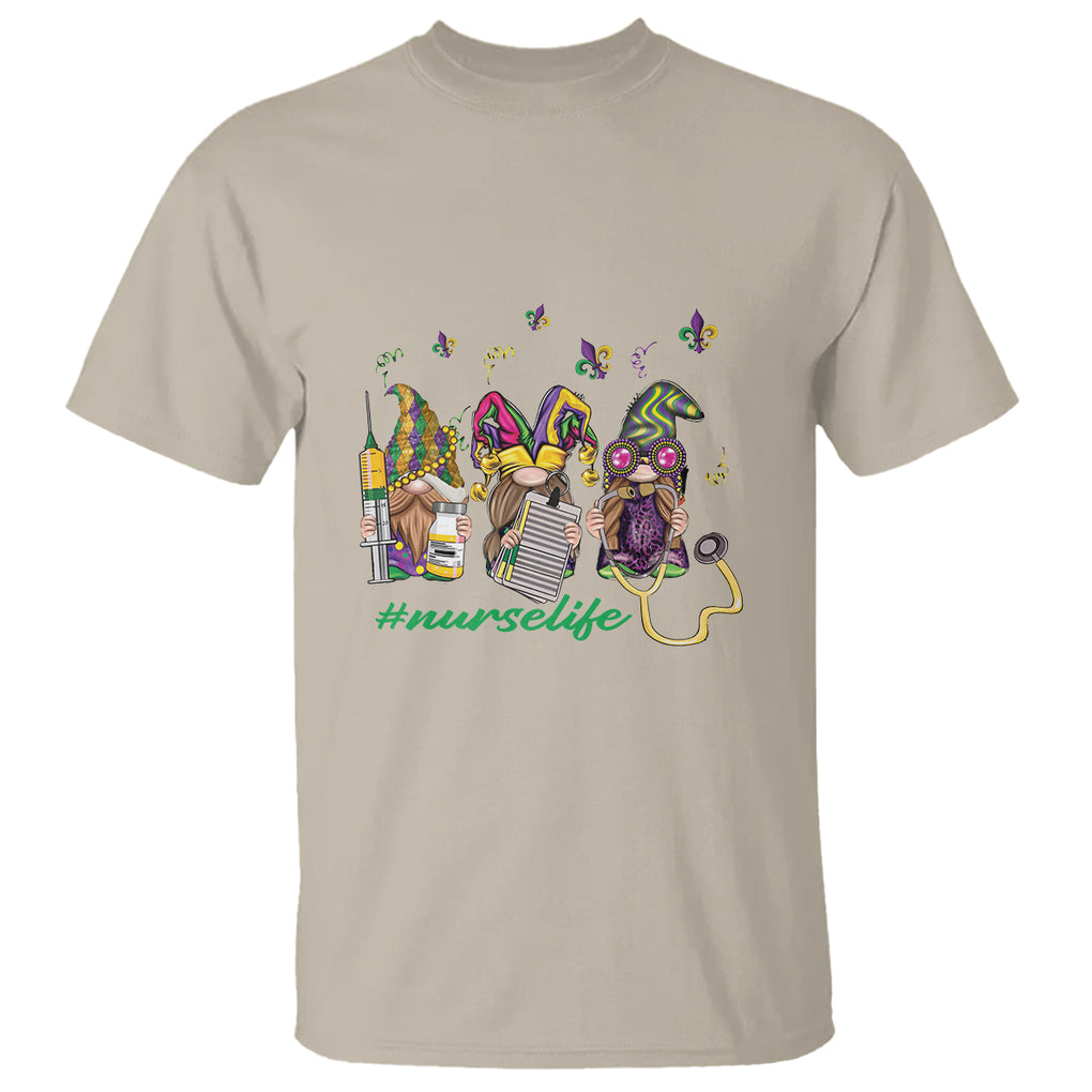 Mardi Gras T Shirt Jester Gnomes Nurse RN ICU NICU ER Scrub TS09 Sand Printyourwear