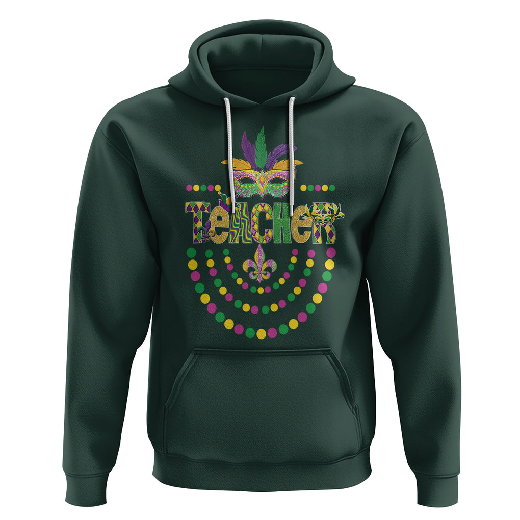 Mardi Gras Teacher Fat Tuesday New Orleans Hoodie TS09 Dark Forest Green Printyourwear