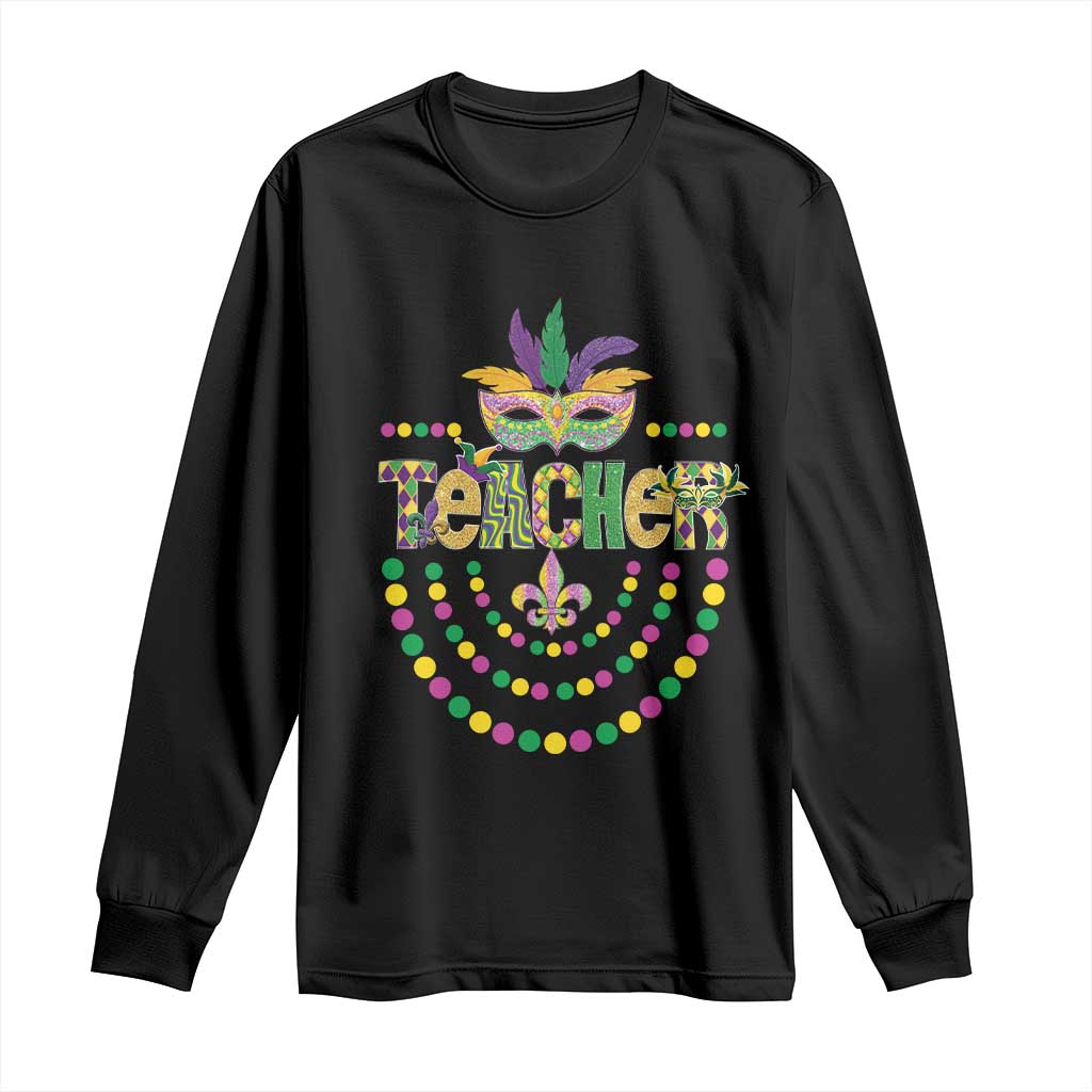 Mardi Gras Teacher Fat Tuesday New Orleans Long Sleeve Shirt TS09 Black Print Your Wear