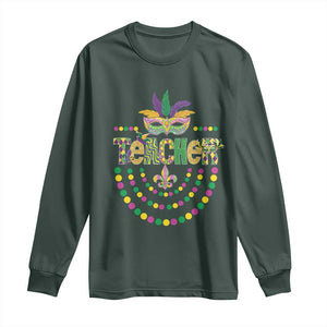 Mardi Gras Teacher Fat Tuesday New Orleans Long Sleeve Shirt TS09 Dark Forest Green Print Your Wear