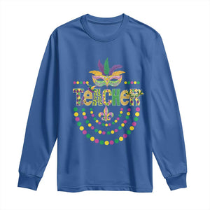 Mardi Gras Teacher Fat Tuesday New Orleans Long Sleeve Shirt TS09 Royal Blue Print Your Wear