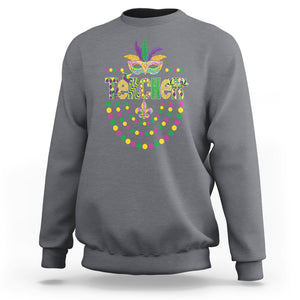 Mardi Gras Teacher Fat Tuesday New Orleans Sweatshirt TS09 Charcoal Printyourwear
