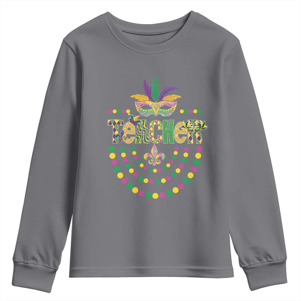 Mardi Gras Teacher Fat Tuesday New Orleans Youth Sweatshirt TS09 Charcoal Print Your Wear