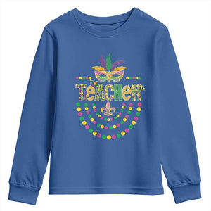 Mardi Gras Teacher Fat Tuesday New Orleans Youth Sweatshirt TS09 Royal Blue Print Your Wear