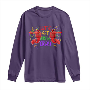 Mardi Gras Long Sleeve Shirt Lets Get Cray Cray Dabbing Crawfish TS09 Purple Print Your Wear