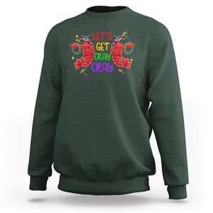 Mardi Gras Sweatshirt Lets Get Cray Cray Dabbing Crawfish TS09 Dark Forest Green Printyourwear