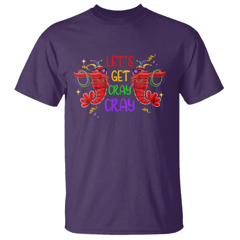 Mardi Gras T Shirt Lets Get Cray Cray Dabbing Crawfish TS09 Purple Printyourwear