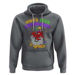 Mardi Gras Hoodie Who's Your Crawdaddy Funny Crawfish Jester Beads TS09 Charcoal Printyourwear