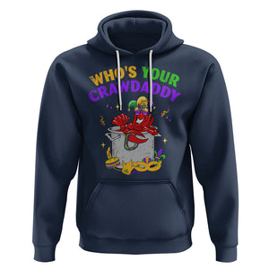 Mardi Gras Hoodie Who's Your Crawdaddy Funny Crawfish Jester Beads TS09 Navy Printyourwear