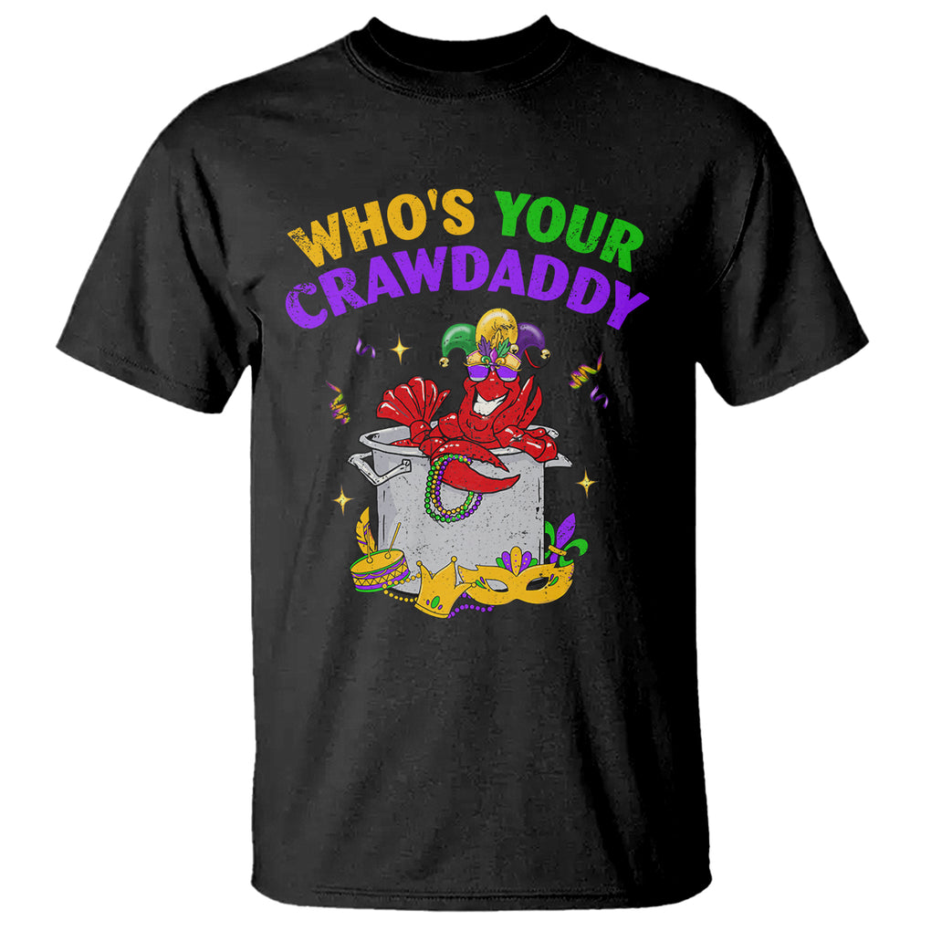 Mardi Gras T Shirt Who's Your Crawdaddy Funny Crawfish Jester Beads TS09 Black Printyourwear