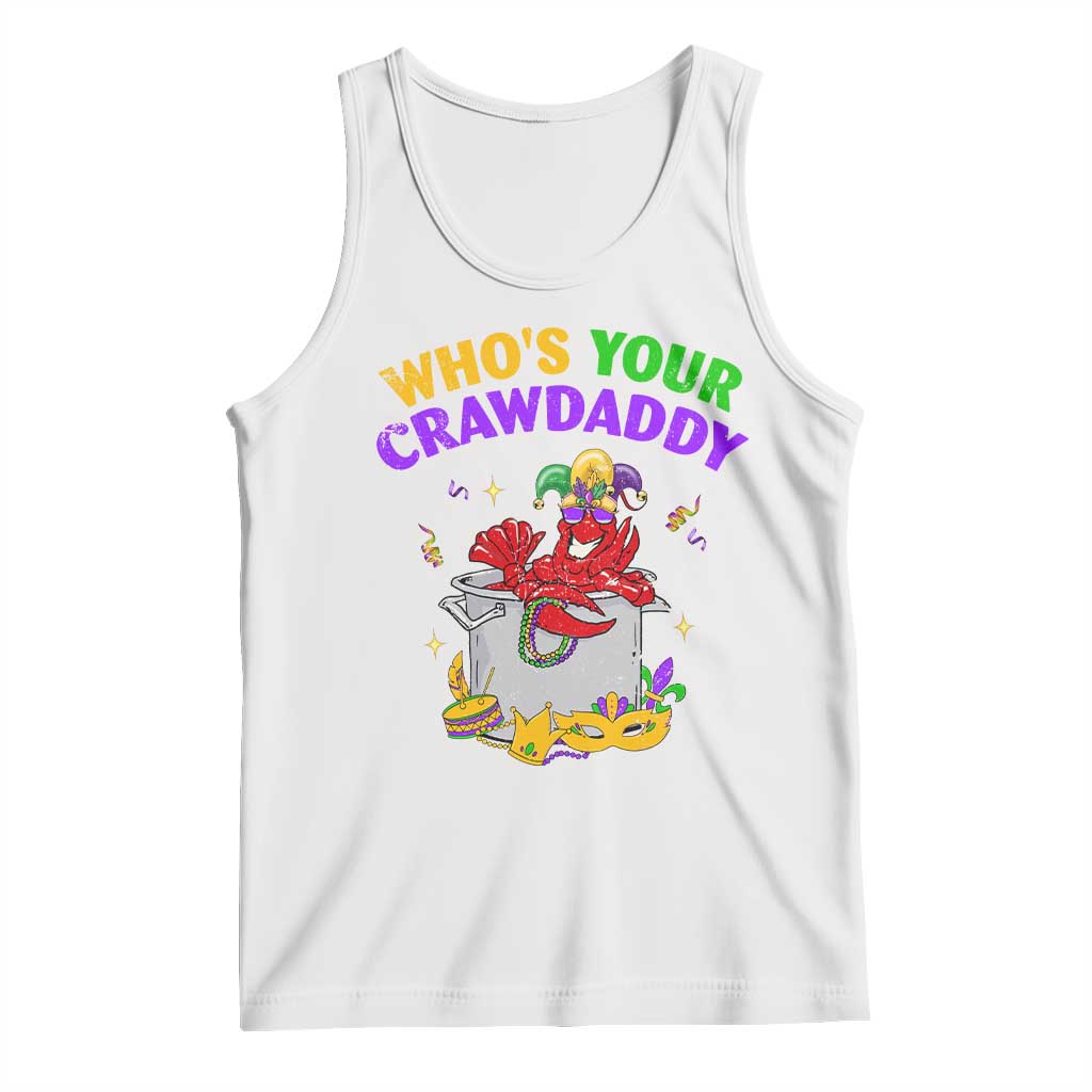 Mardi Gras Tank Top Who's Your Crawdaddy Funny Crawfish Jester Beads TS09 White Print Your Wear
