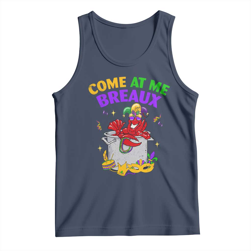 Mardi Gras Tank Top Come At Me Breaux Funny Crawfish Beads TS09 Navy Print Your Wear