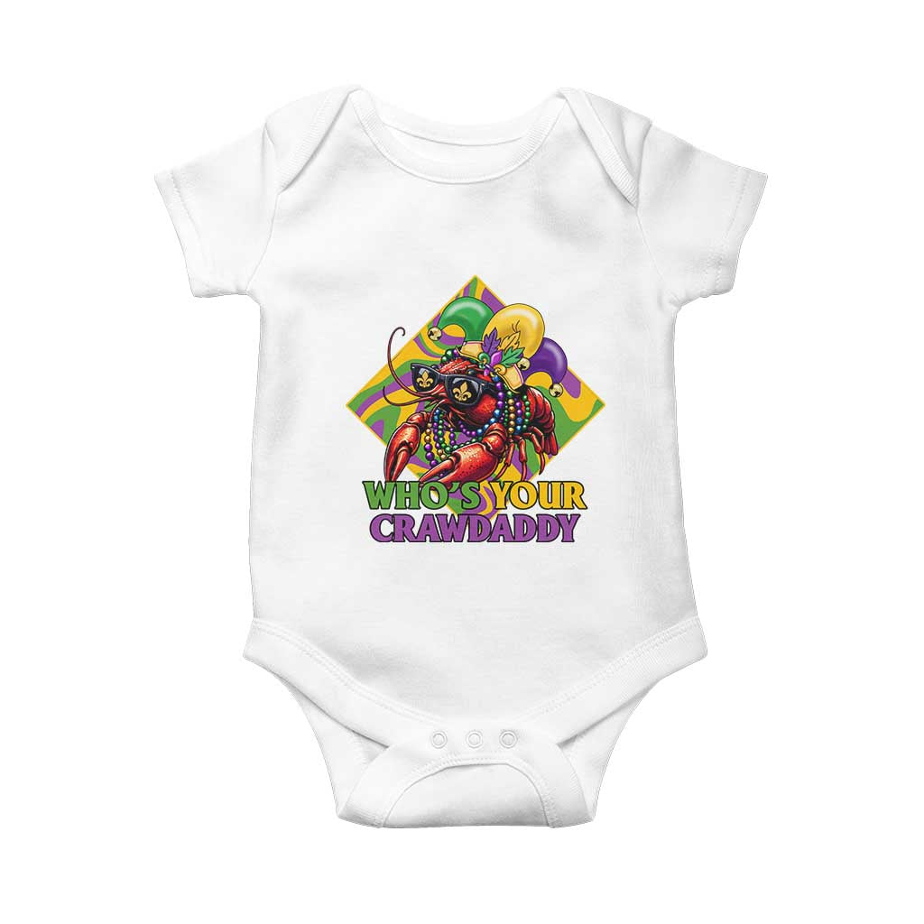 Funny Mardi Gras Baby Onesie Who's Your Crawdaddy Crawfish Jester Beads TS09 White Print Your Wear