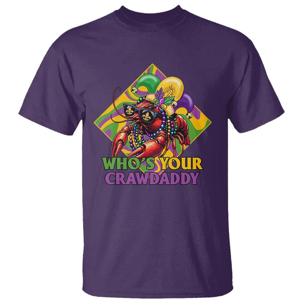 Mardi Gras T Shirt Who's Your Crawdaddy Funny Crawfish Jester Beads TS09 Purple Printyourwear