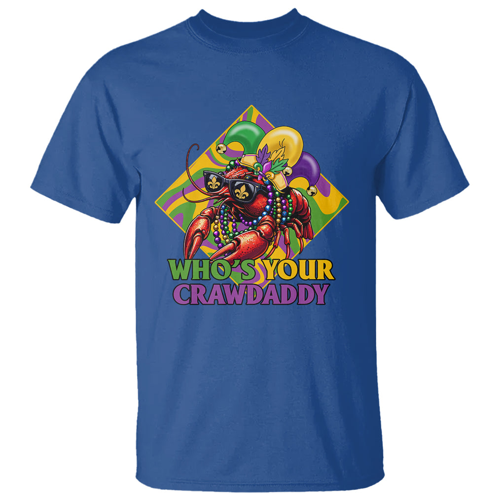 Mardi Gras T Shirt Who's Your Crawdaddy Funny Crawfish Jester Beads TS09 Royal Blue Printyourwear