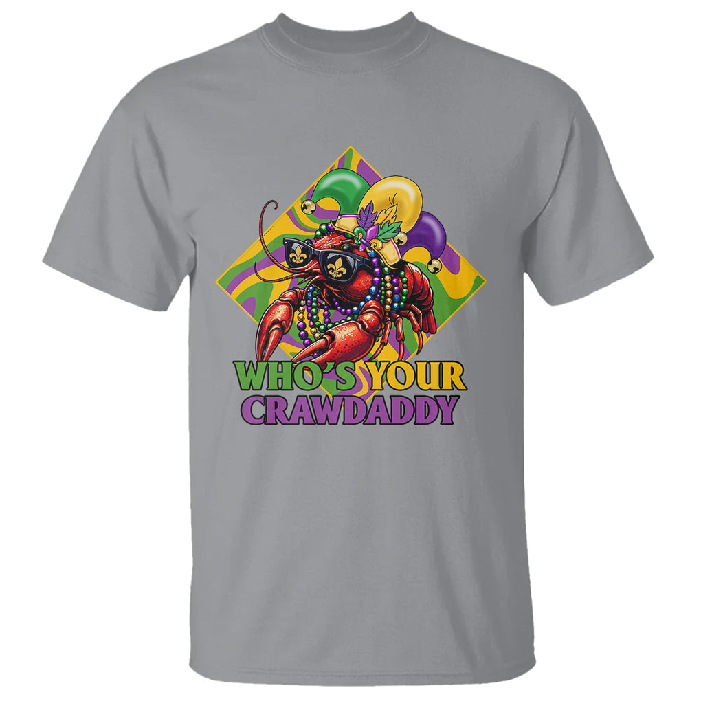 Mardi Gras T Shirt Who's Your Crawdaddy Funny Crawfish Jester Beads TS09 Sport Gray Printyourwear
