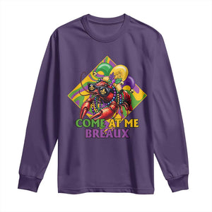 Funny Mardi Gras Long Sleeve Shirt Come At Me Breaux Crawfish Beads TS09 Purple Print Your Wear