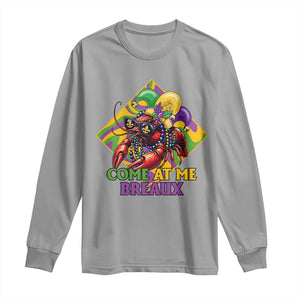 Funny Mardi Gras Long Sleeve Shirt Come At Me Breaux Crawfish Beads TS09 Sport Gray Print Your Wear