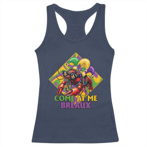 Funny Mardi Gras Racerback Tank Top Come At Me Breaux Crawfish Beads TS09 Navy Print Your Wear