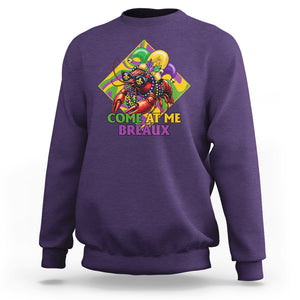 Mardi Gras Sweatshirt Come At Me Breaux Funny Crawfish Beads TS09 Purple Printyourwear