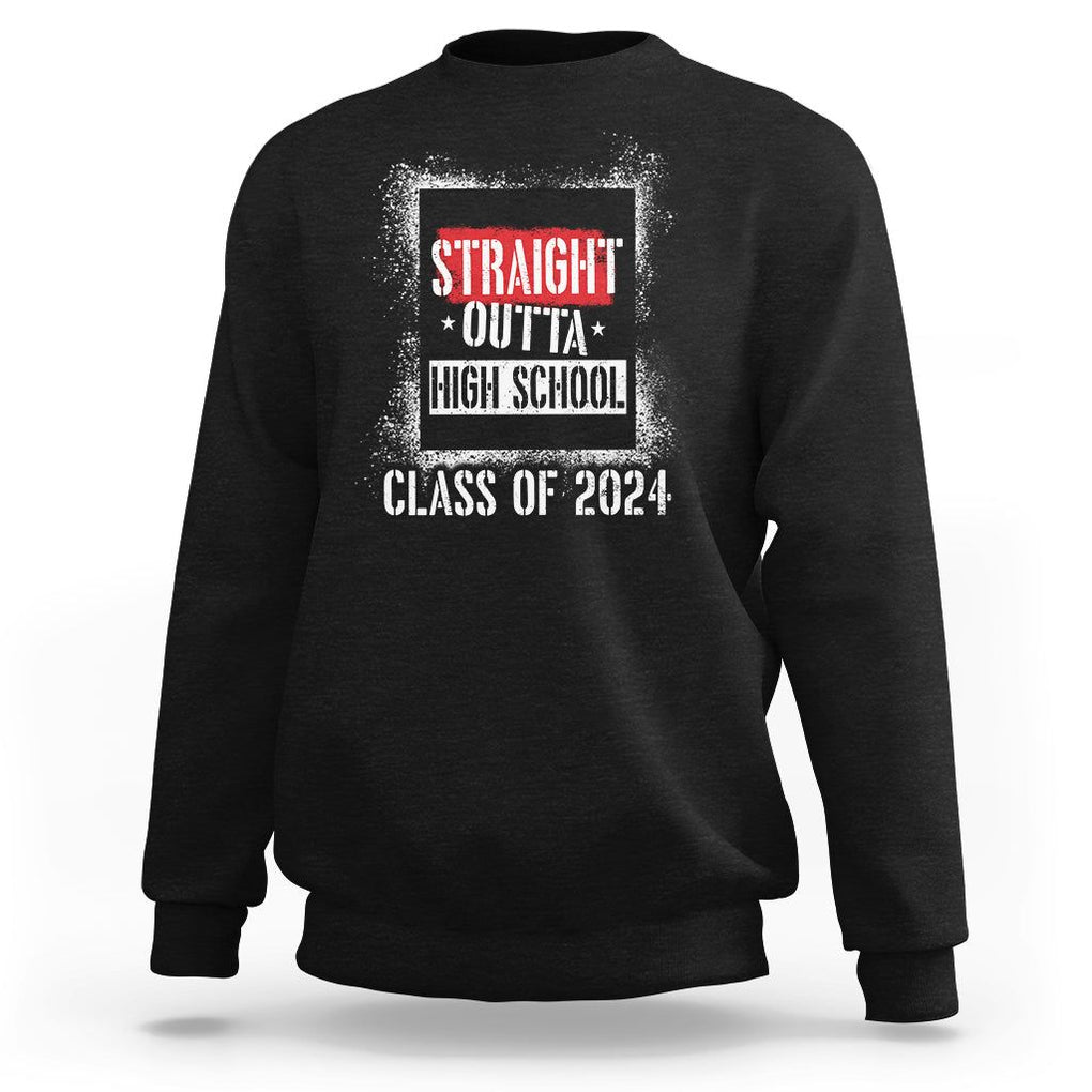 Graduation Sweatshirt Straight Outta High School 2024 TS09 Black Print Your Wear