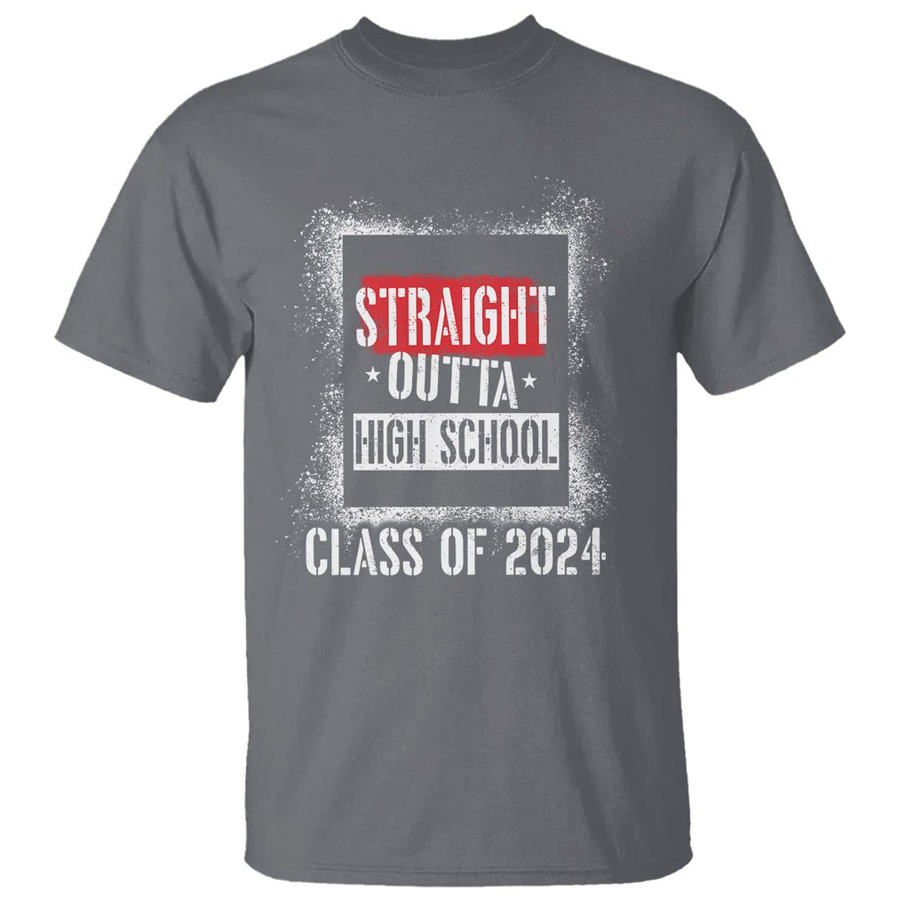 Graduation T Shirt Straight Outta High School 2024 TS09 Charcoal Print Your Wear