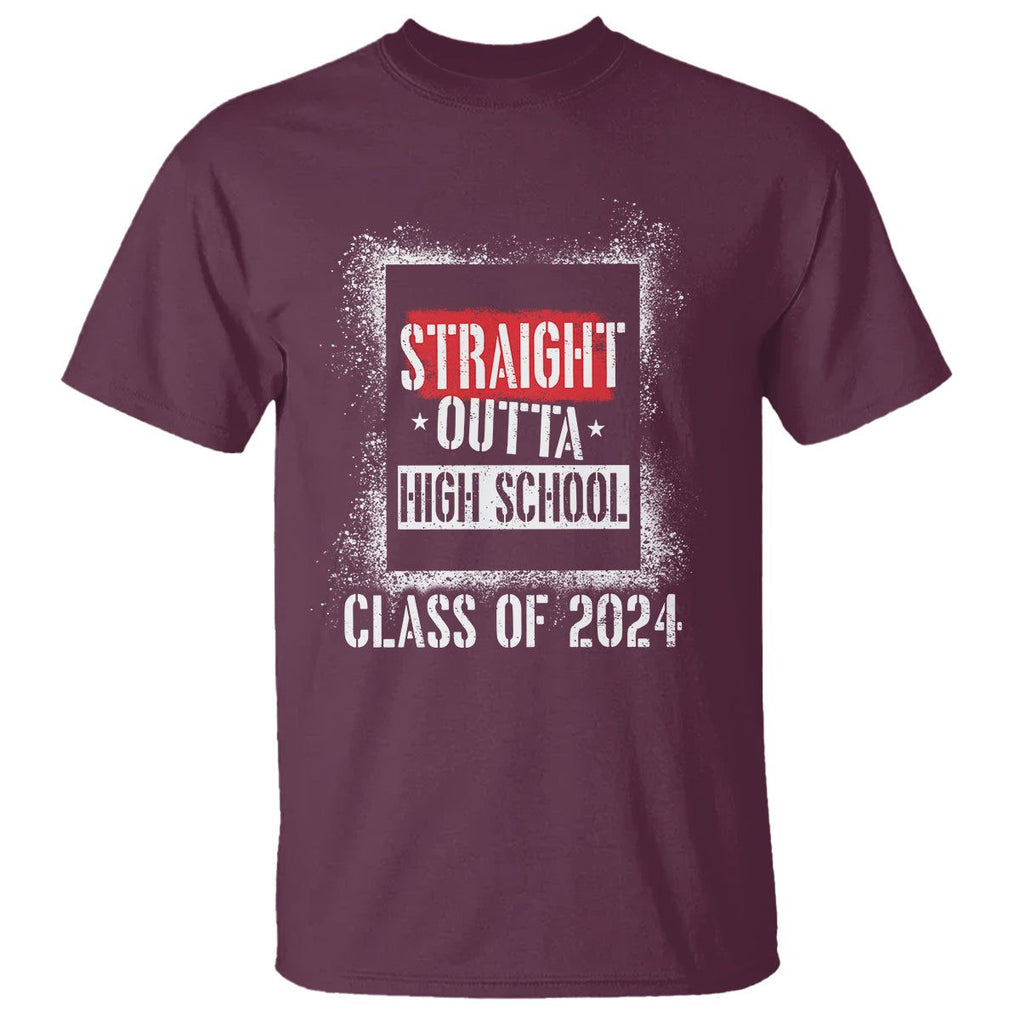 Graduation T Shirt Straight Outta High School 2024 TS09 Maroon Print Your Wear