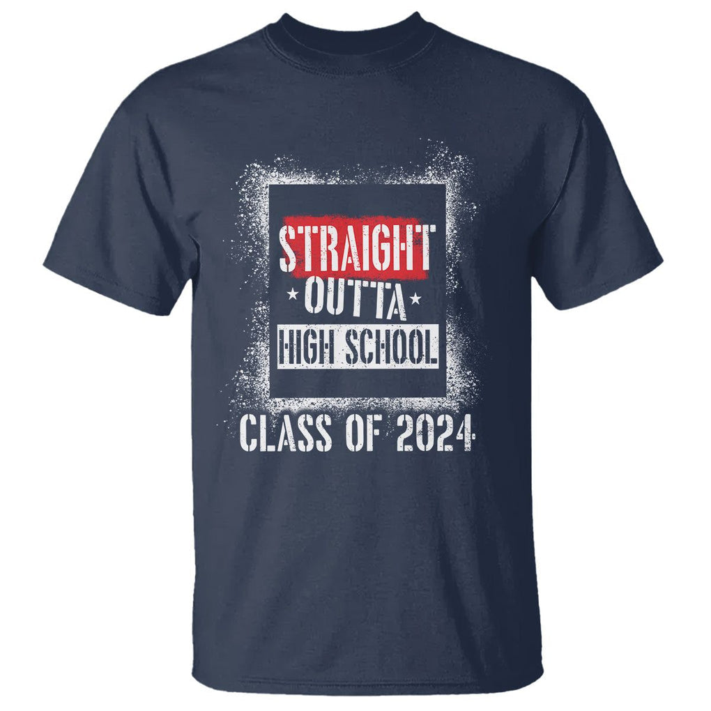 Graduation T Shirt Straight Outta High School 2024 TS09 Navy Print Your Wear