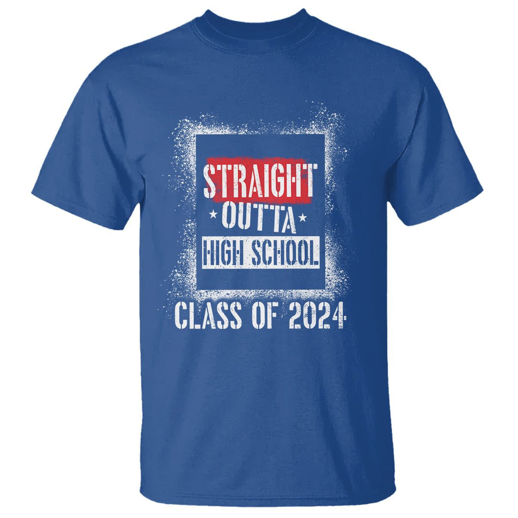 Graduation T Shirt Straight Outta High School 2024 TS09 Royal Blue Print Your Wear