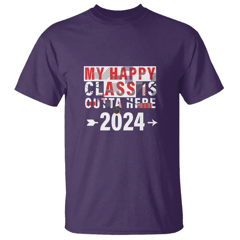 Graduation T Shirt My Happy Class Is Outta Here 2024 TS09 Purple Print Your Wear