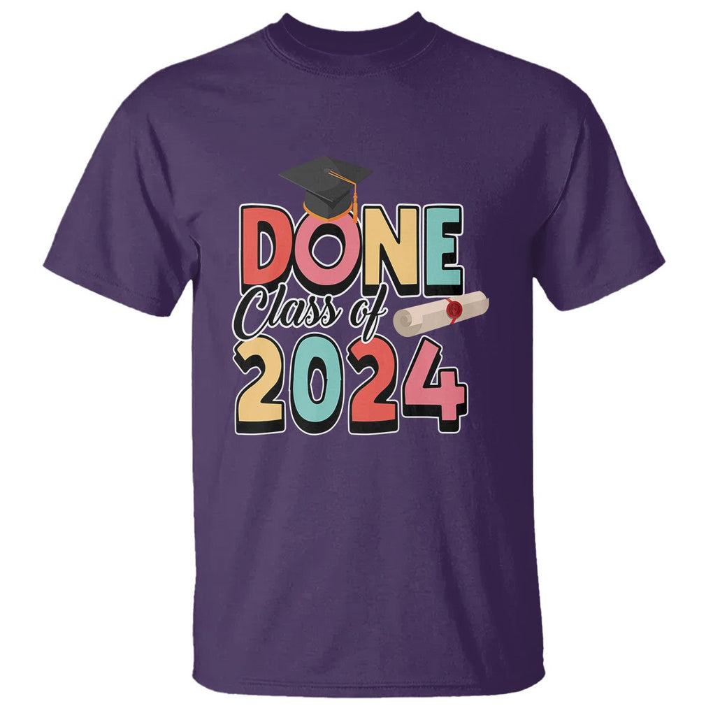 Graduation T Shirt Done Class Of 2024 TS09 Purple Print Your Wear