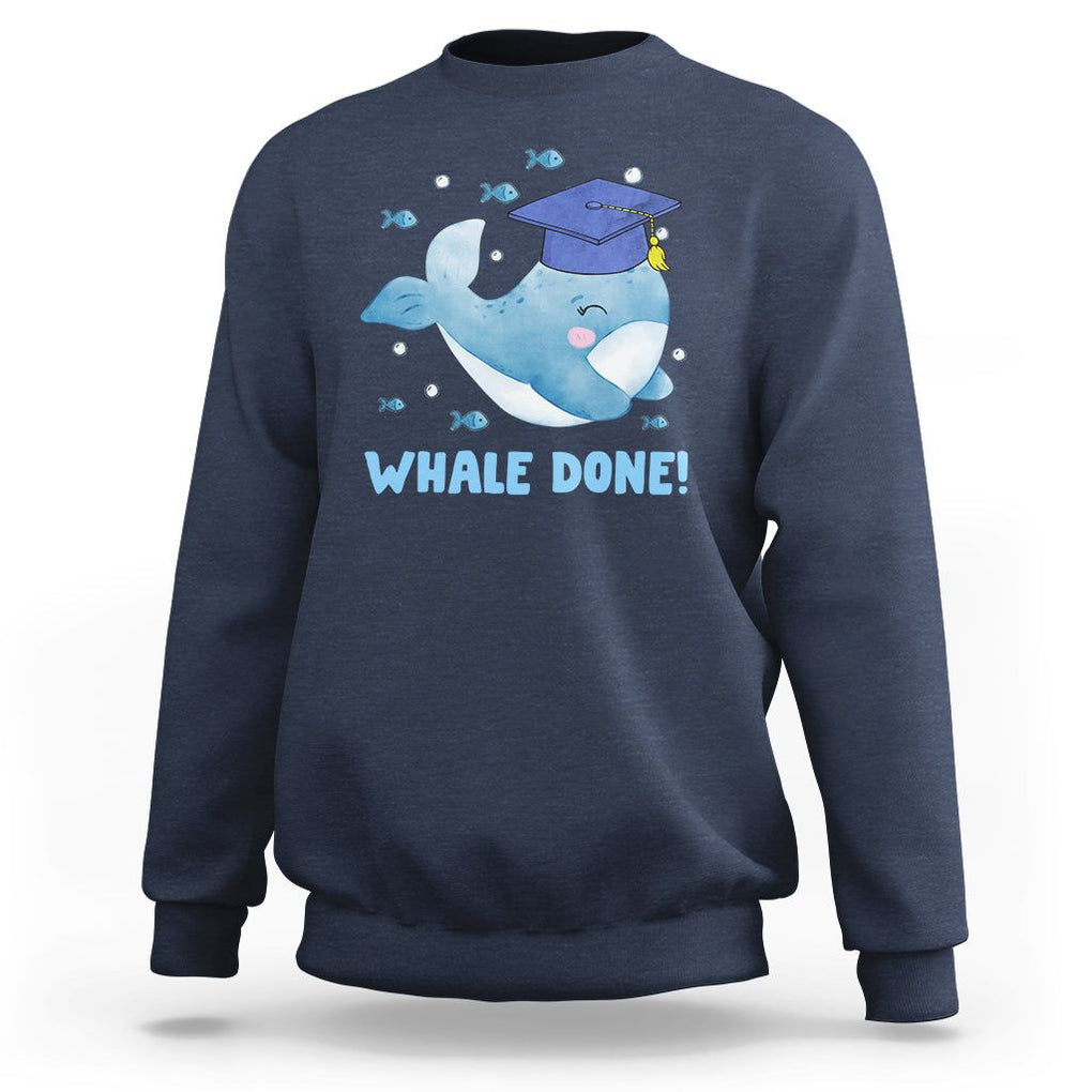 Graduation Sweatshirt Whale Done Congratulation Graduated Graduating TS09 Navy Print Your Wear