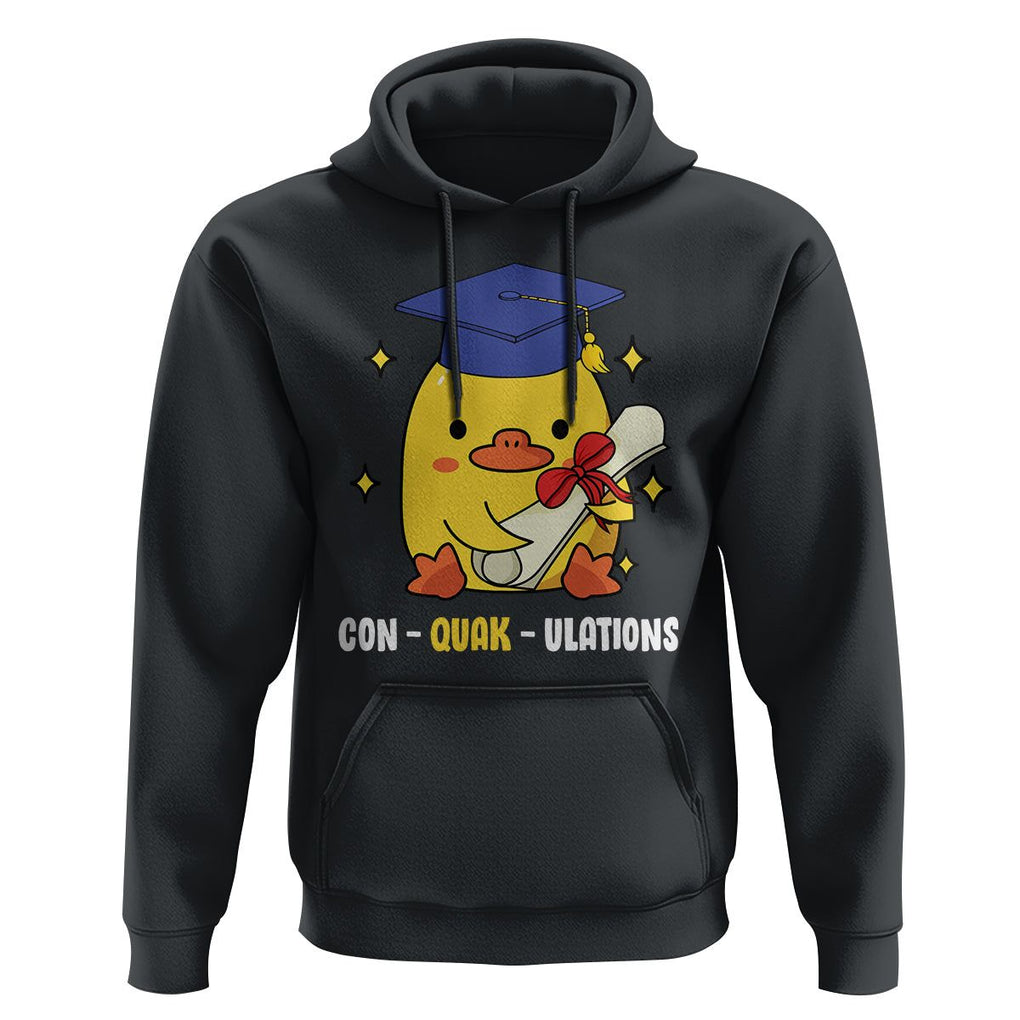 Graduation Hoodie Con-quack-ulations Congratulation Graduated Duck TS09 Black Print Your Wear