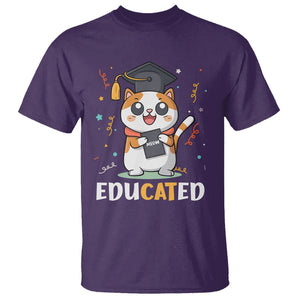 Graduation Cat Lover T Shirt Educated Cat Graduated Graduating TS09 Purple Print Your Wear