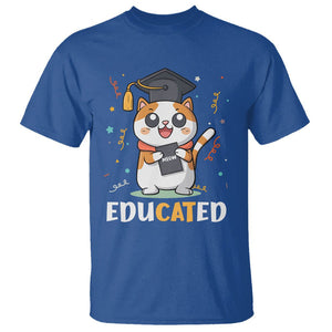 Graduation Cat Lover T Shirt Educated Cat Graduated Graduating TS09 Royal Blue Print Your Wear