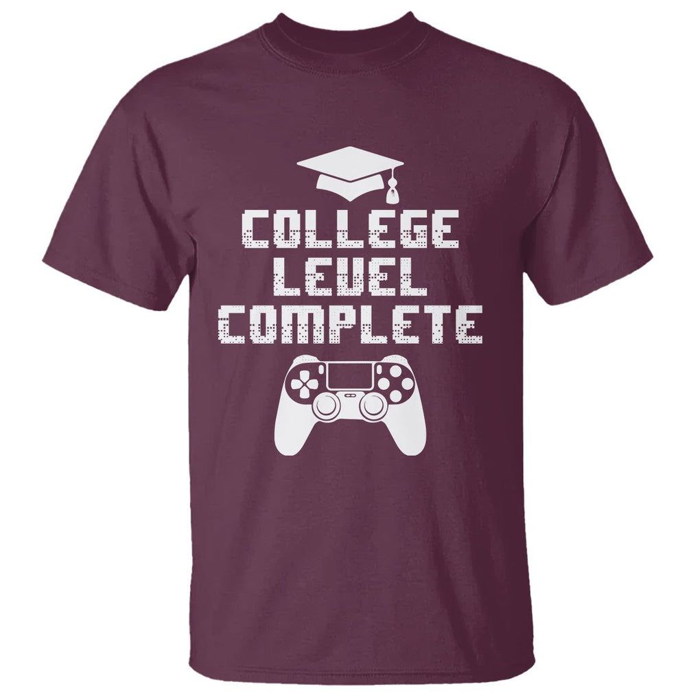 Graduation Gamer T Shirt College Level Complete Video Game Player Lover TS09 Maroon Print Your Wear