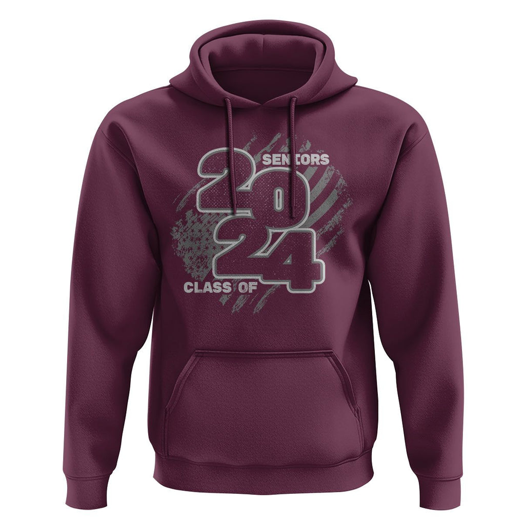 Graduation Hoodie Senior 2024 American Flag TS09 Maroon Print Your Wear