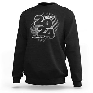 Graduation Sweatshirt Senior 2024 American Flag TS09 Black Print Your Wear