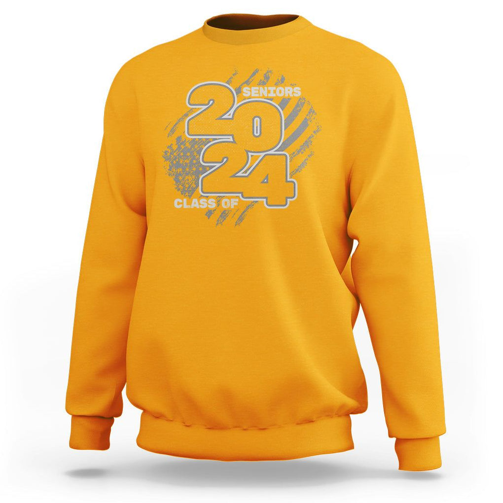 Graduation Sweatshirt Senior 2024 American Flag TS09 Gold Print Your Wear