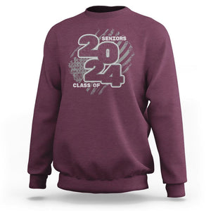 Graduation Sweatshirt Senior 2024 American Flag TS09 Maroon Print Your Wear