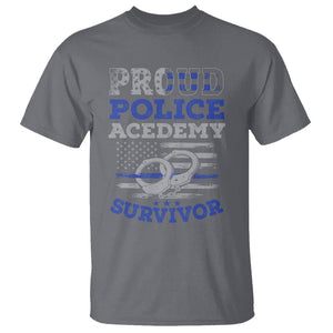 Police Academy Graduation T Shirt Proud Police Academy Survivor America Flag TS09 Charcoal Print Your Wear