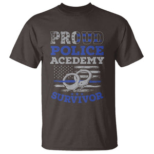 Police Academy Graduation T Shirt Proud Police Academy Survivor America Flag TS09 Dark Chocolate Print Your Wear