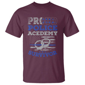 Police Academy Graduation T Shirt Proud Police Academy Survivor America Flag TS09 Maroon Print Your Wear