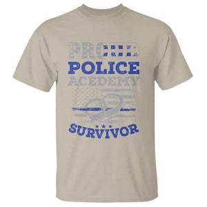 Police Academy Graduation T Shirt Proud Police Academy Survivor America Flag TS09 Sand Print Your Wear