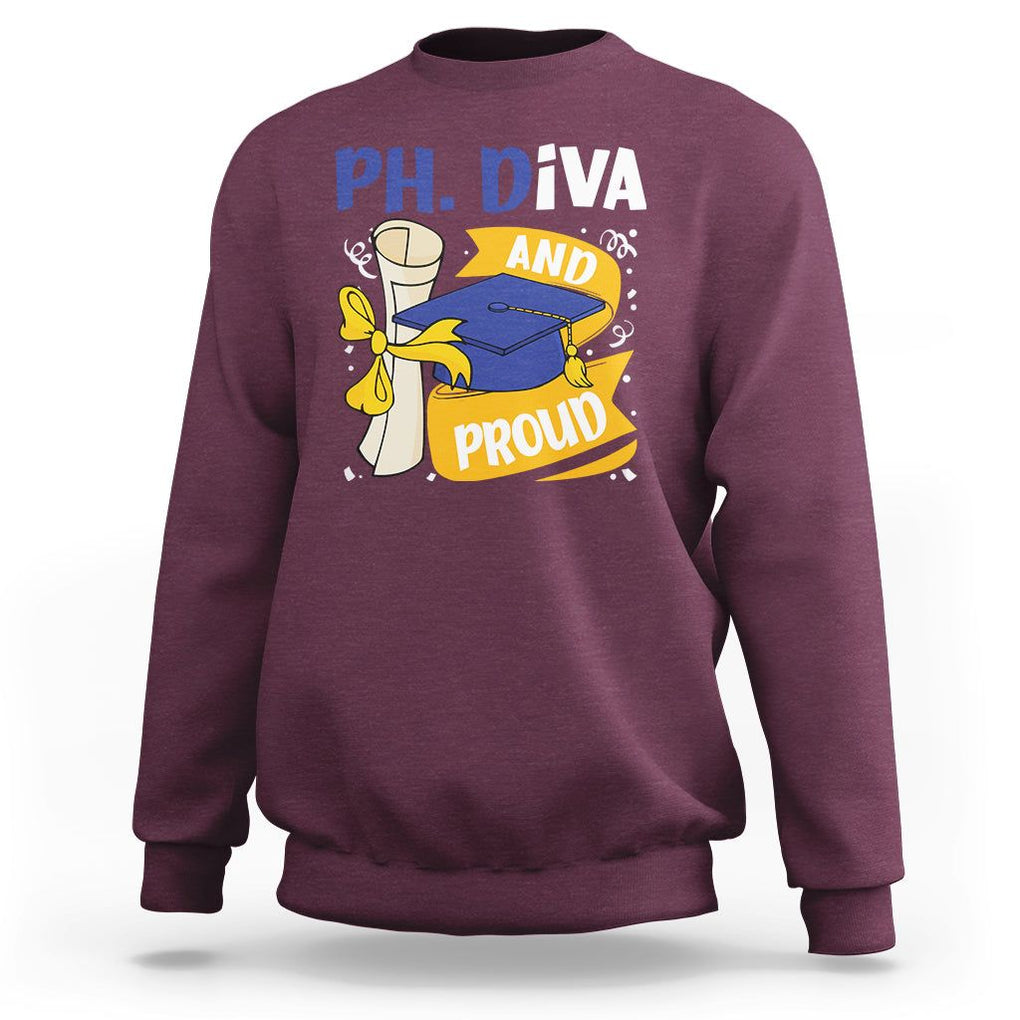 Ph.D. Graduation Sweatshirt Ph.Diva And Proud TS09 Maroon Print Your Wear