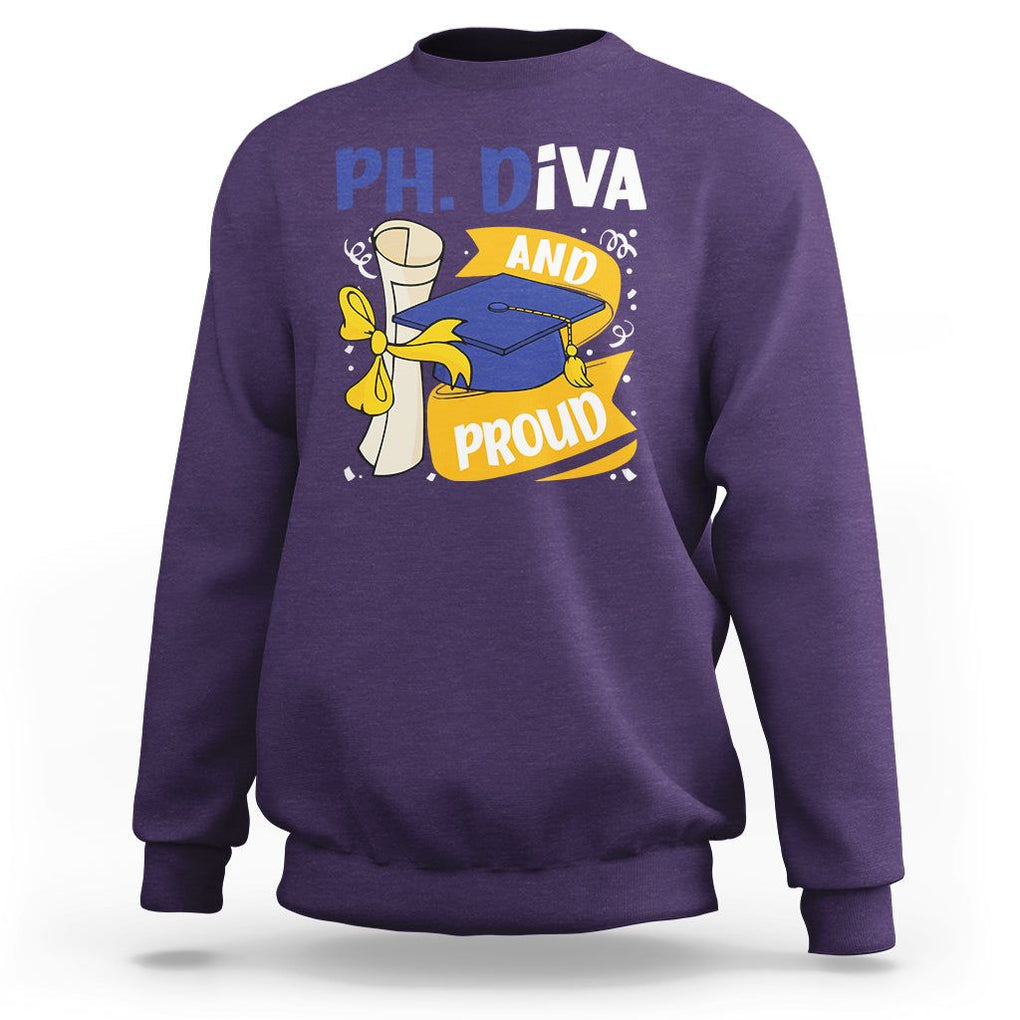 Ph.D. Graduation Sweatshirt Ph.Diva And Proud TS09 Purple Print Your Wear