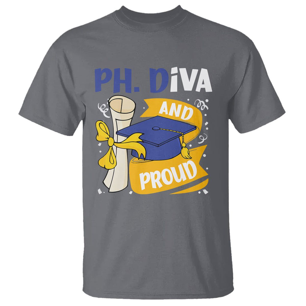 Ph.D. Graduation T Shirt Ph.Diva And Proud TS09 Charcoal Print Your Wear