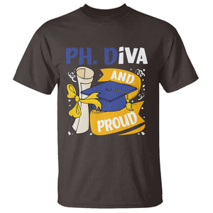 Ph.D. Graduation T Shirt Ph.Diva And Proud TS09 Dark Chocolate Print Your Wear