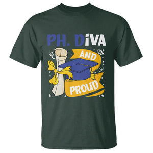 Ph.D. Graduation T Shirt Ph.Diva And Proud TS09 Dark Forest Green Print Your Wear